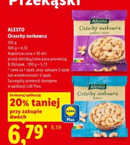 Orzechy nerkowca prażone i solone Alesto +1 wariant