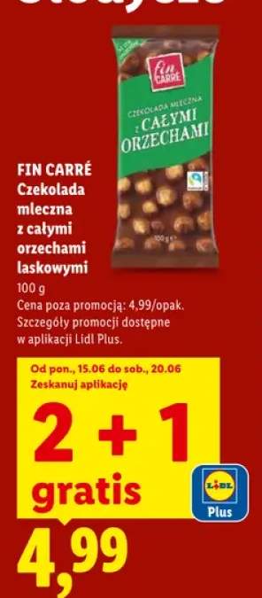 Czekolada mleczna z całymi orzechami laskowymi Fin Carré