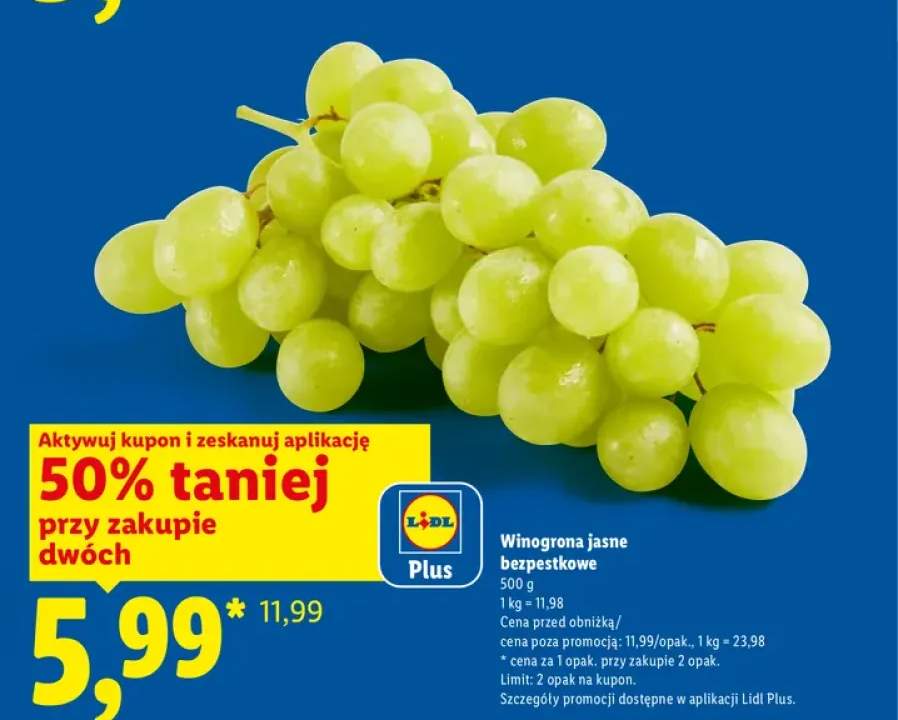 Winogrona jasne bezpestkowe