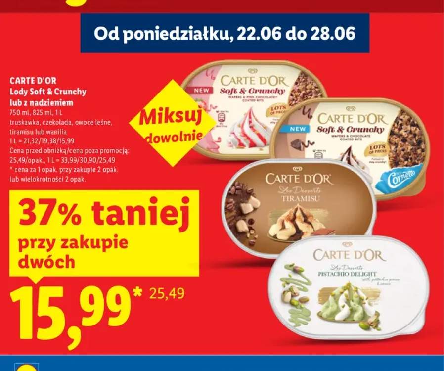 Lody Soft & Crunchy truskawkowe Carte D'Or +5 wariantów