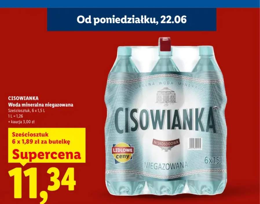 Woda mineralna niegazowana Cisowianka 6-pak