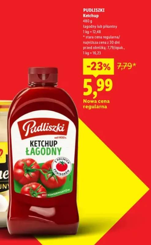 Ketchup łagodny Pudliszki +1 wariant