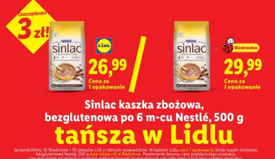 Kaszka zbożowa bezglutenowa po 6 m-cu Nestlé Sinlac