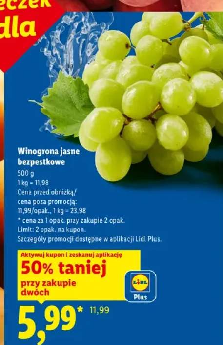 Winogrona jasne bezpestkowe