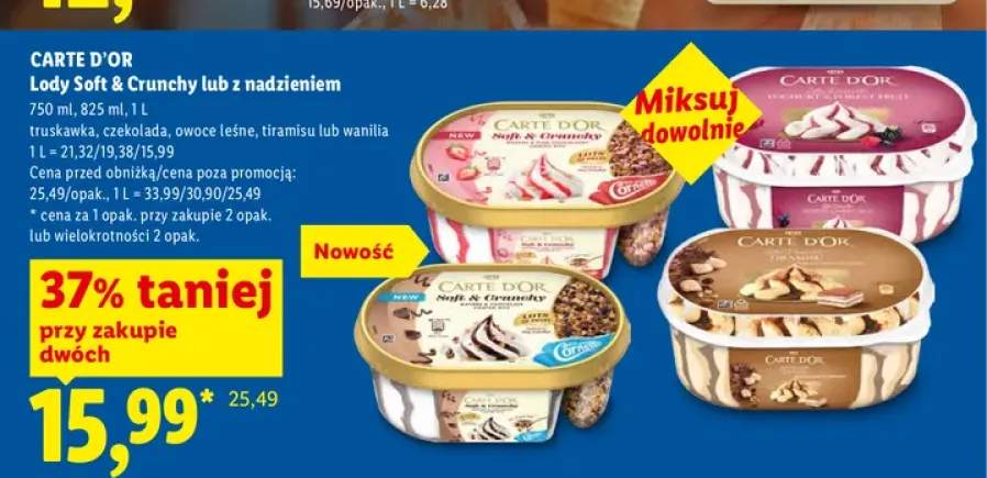 Lody truskawkowe Carte D'Or +4 warianty