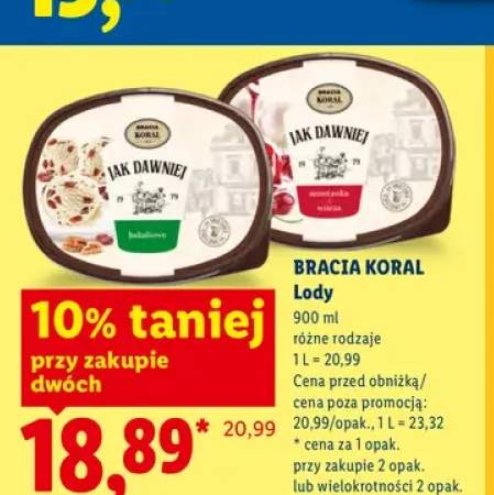 Lody śmietanka wiśnia Bracia Koral Jak Dawniej +1 wariant