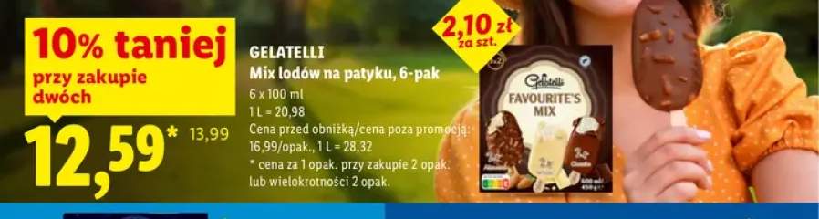 Mix lodów na patyku Gelatelli 6-pak