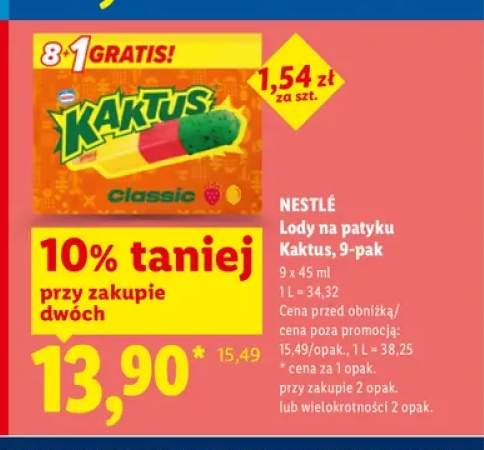 Lody na patyku Kaktus Nestlé 9-pak