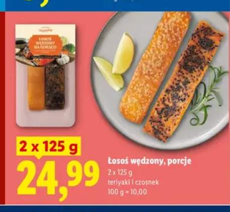 Łosoś wędzony na gorąco porcje 2-pak teriyaki Targ Rybny Lidla +1 wariant