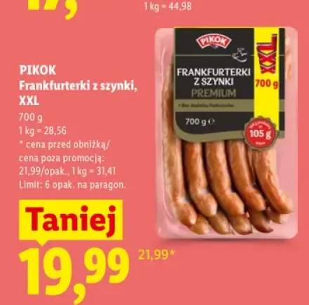 Frankfurterki z szynki Pikok XXL