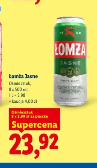 Piwo Łomża Jasne 8-pak 500 ml