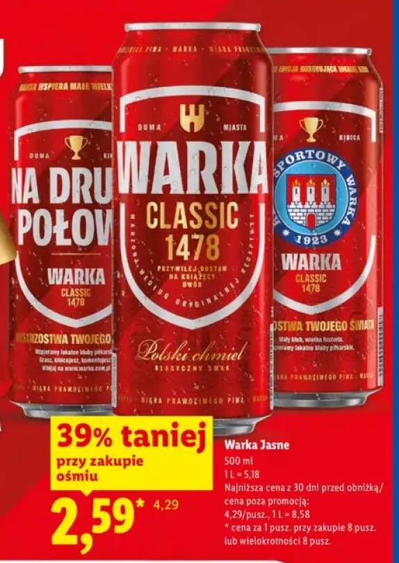 Piwo Warka Jasne Classic