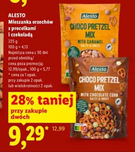 Mieszanka orzechów z precelkami i czekoladą Choco Pretzel Mix Caramel Alesto +1 wariant