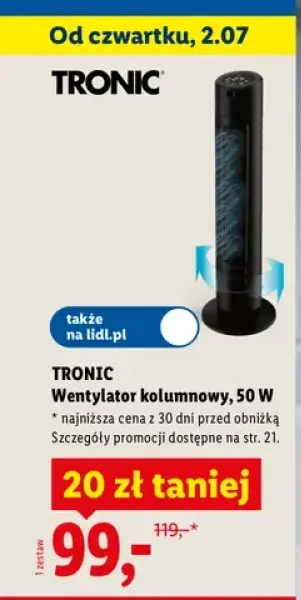 Wentylator kolumnowy TRONIC 50W