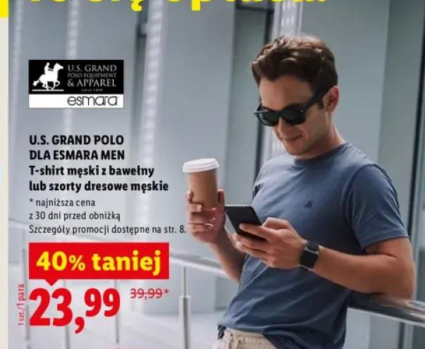 T-shirt męski z bawełny U.S. Grand Polo +1 wariant