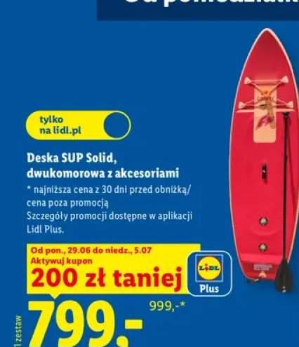 Deska SUP Solid dwukomorowa z akcesoriami Crivit