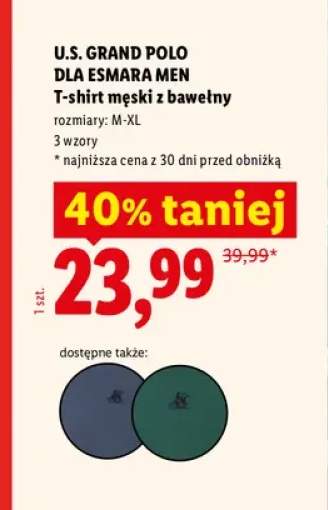 T-shirt męski z bawełny U.S. Grand Polo dla Esmara Men