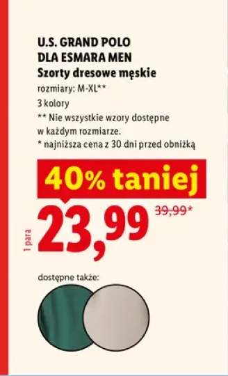 Szorty dresowe męskie U.S. Grand Polo dla Esmara Men