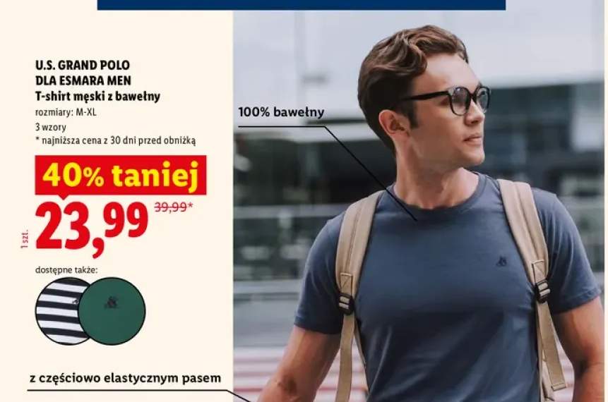 T-shirt męski z bawełny U.S. Grand Polo