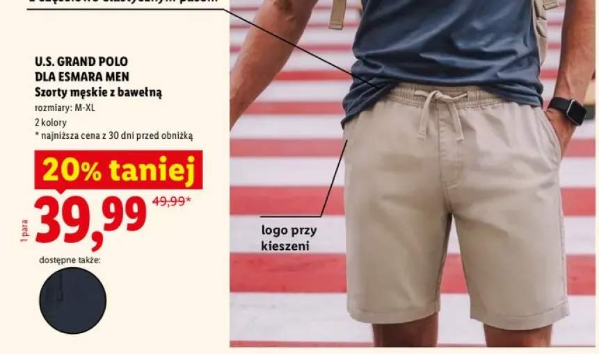 Szorty męskie z bawełną U.S. Grand Polo