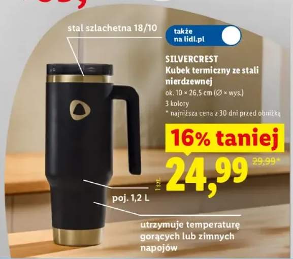 Kubek termiczny ze stali nierdzewnej Silvercrest 1,2 l