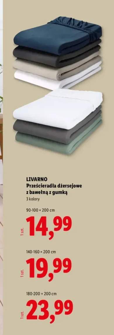 Prześcieradło dżersejowe z bawełną z gumką Livarno 90-100x200 cm +2 warianty