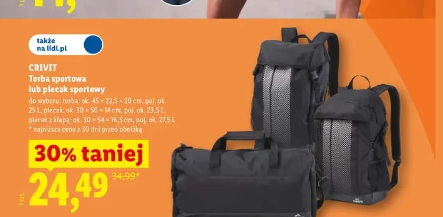 Torba sportowa CRIVIT +1 wariant