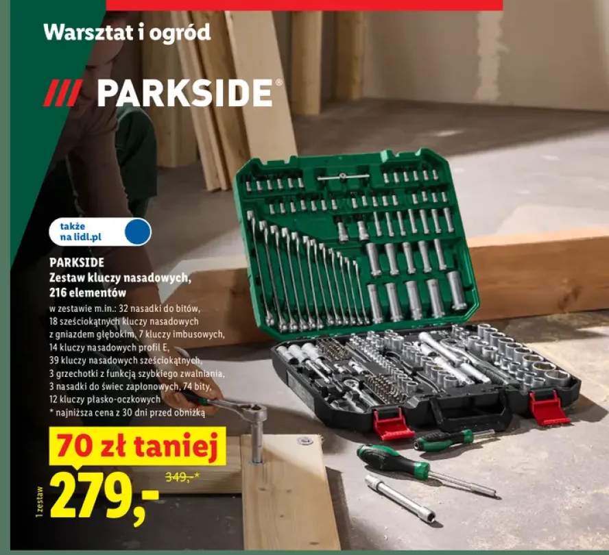Zestaw kluczy nasadowych Parkside 216 elementów