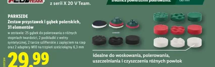 Zestaw przystawek i gąbek polerskich Parkside