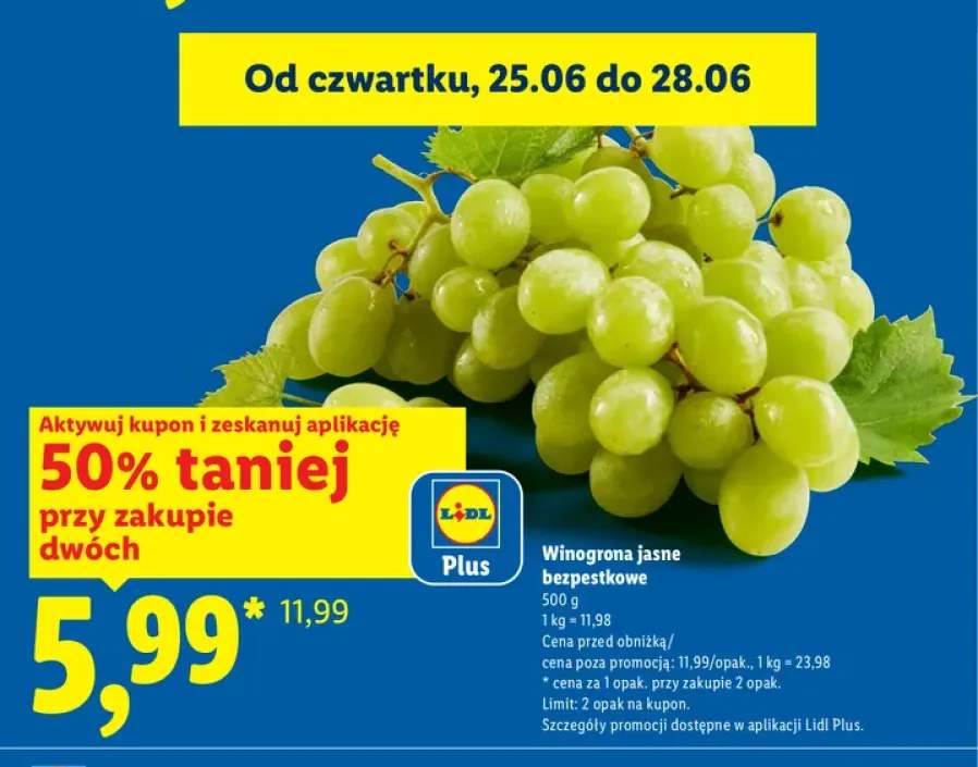 Winogrona jasne bezpestkowe