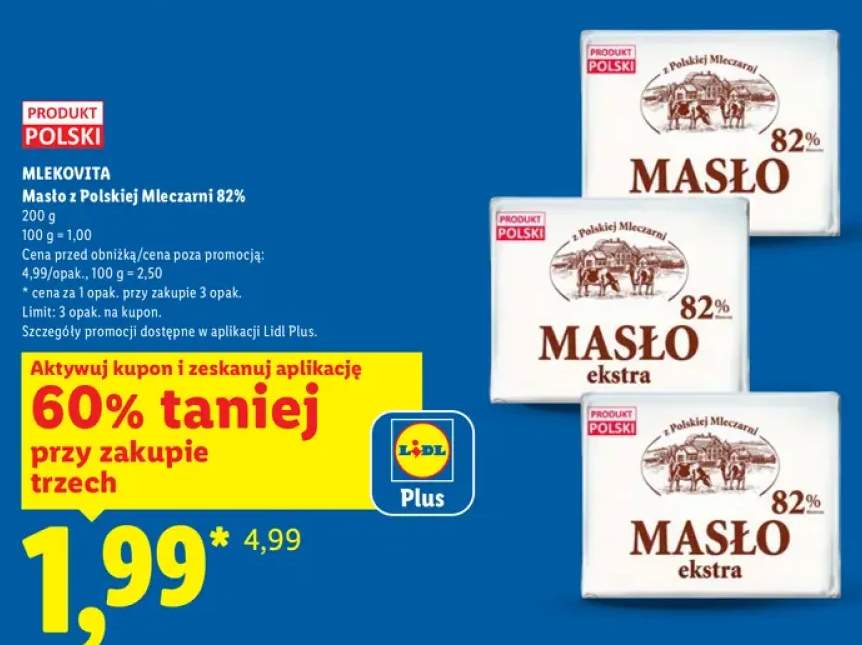 Masło ekstra z Polskiej Mleczarni Mlekovita 82%