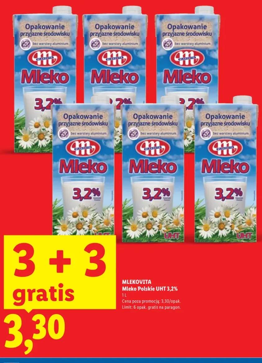 Mleko Polskie UHT 3,2% Mlekovita +1 wariant