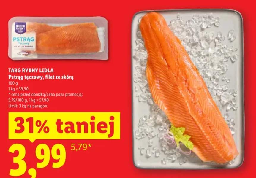 Pstrąg tęczowy filet ze skórą Targ Rybny Lidla