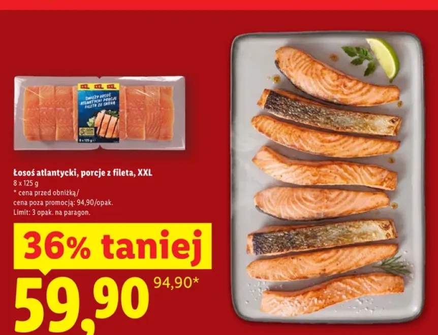 Łosoś atlantycki porcje z fileta XXL Targ Rybny Lidla