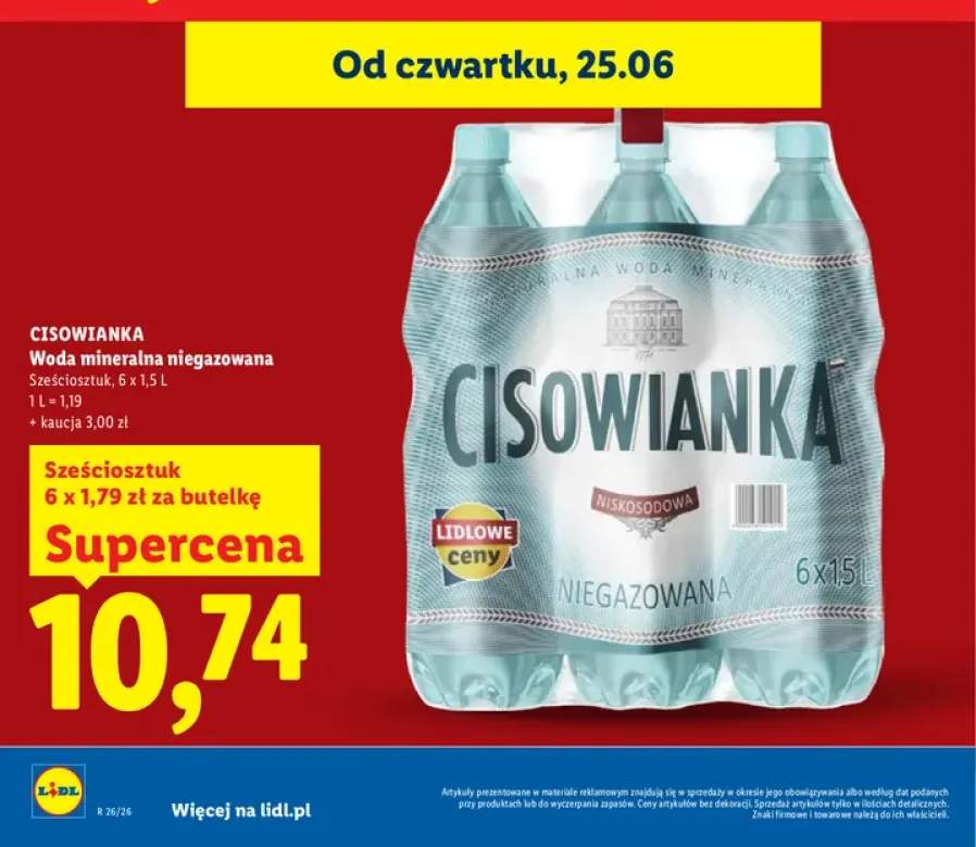 Woda mineralna niegazowana Cisowianka 6-pak