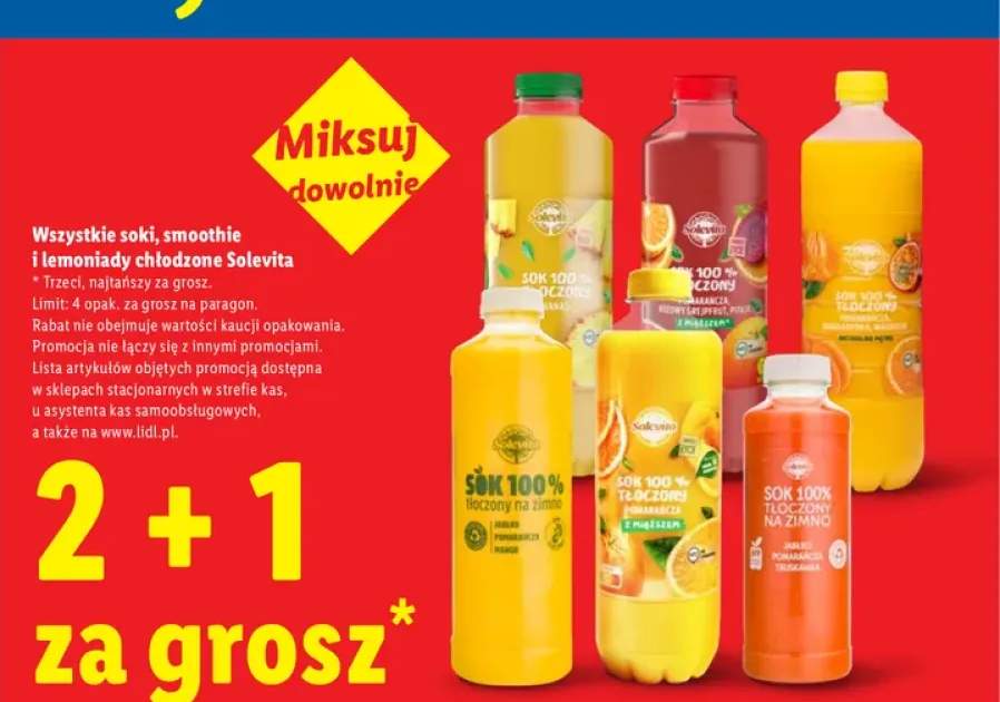 Soki, smoothie i lemoniady chłodzone Solevita +6 wariantów