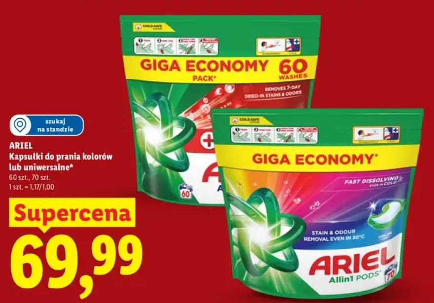 Kapsułki do prania Ariel uniwersalne +1 wariant