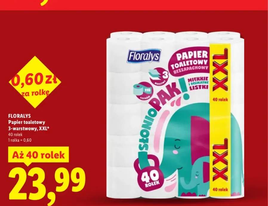 Papier toaletowy Floralys 3-warstwowy XXL