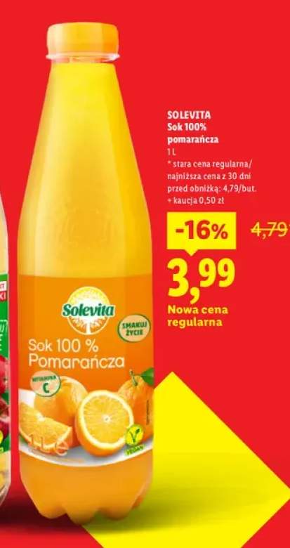 Sok 100% pomarańcza Solevita