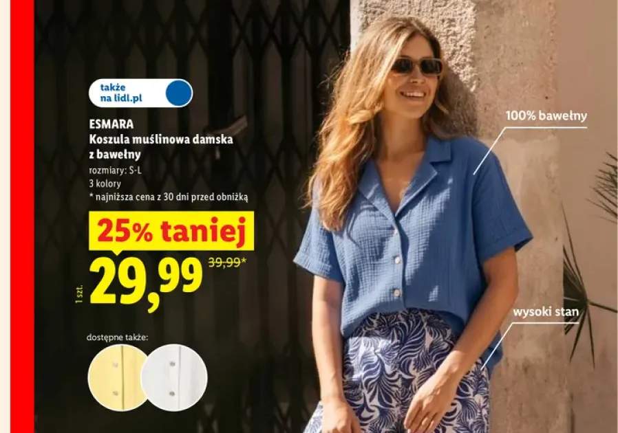 Koszula damska muślinowa z bawełny Esmara