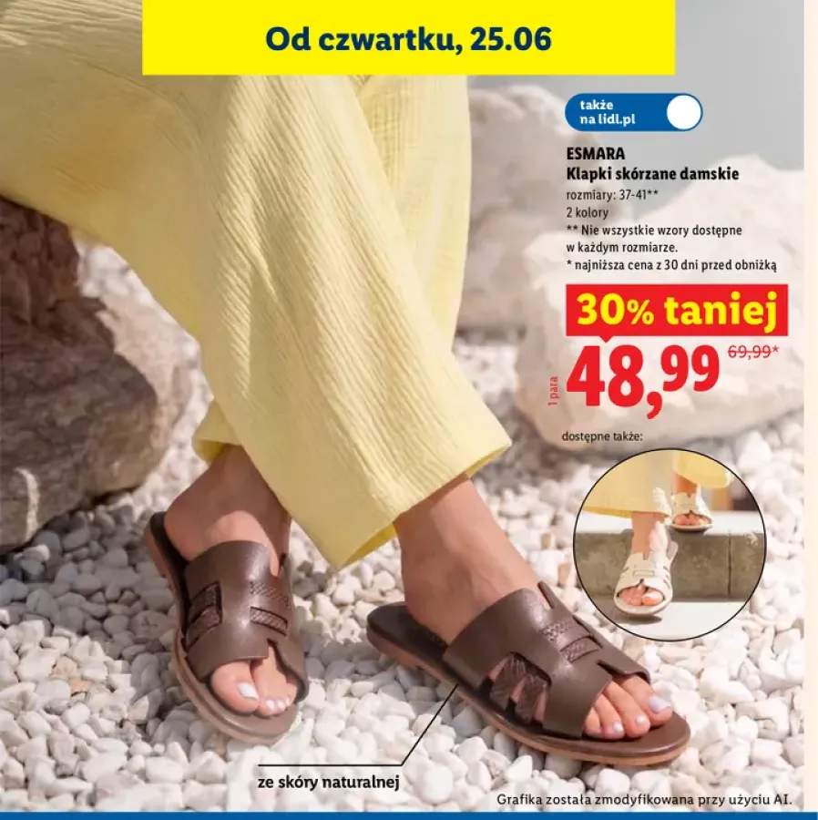 Klapki skórzane damskie Esmara