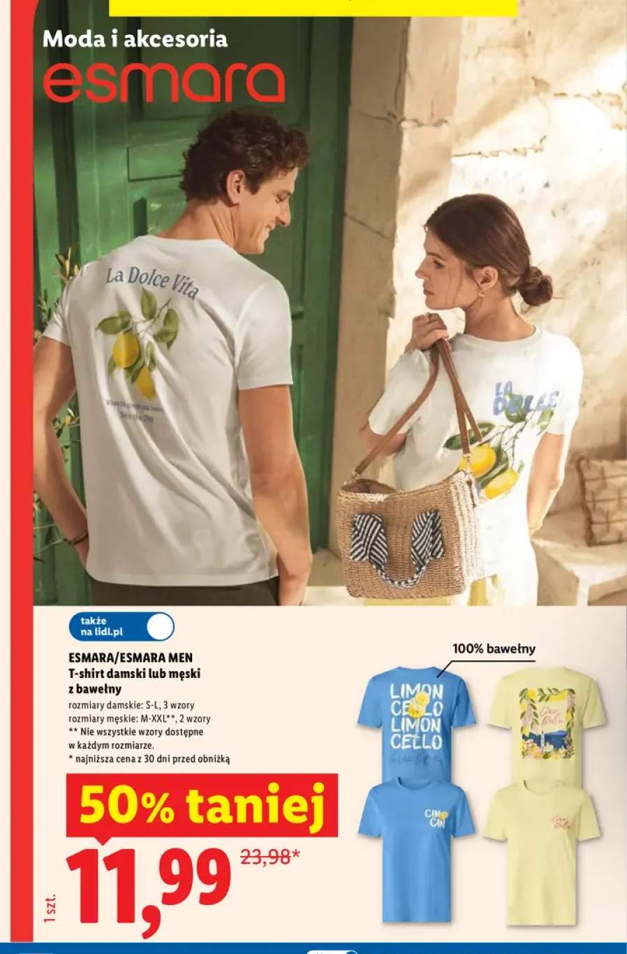T-shirt damski z bawełny Esmara +1 wariant