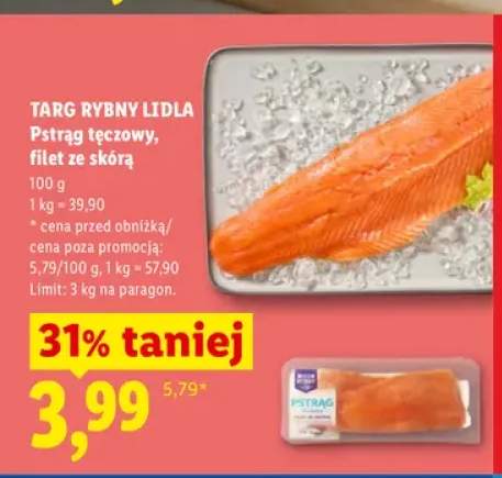 Pstrąg tęczowy filet ze skórą Targ Rybny Lidla