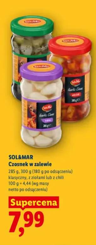 Czosnek w zalewie klasyczny Sol&Mar +2 warianty