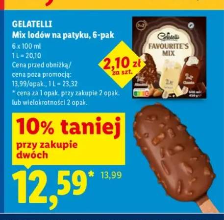 Mix lodów na patyku Gelatelli 6-pak