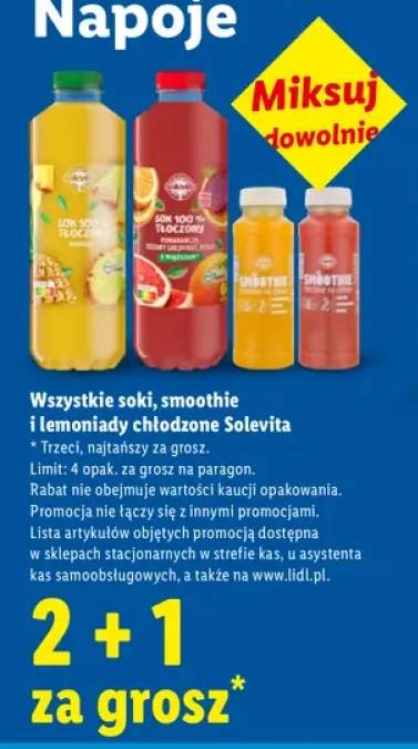 Soki, smoothie i lemoniady chłodzone Solevita +3 warianty