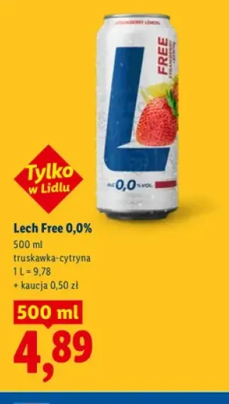 Piwo bezalkoholowe Lech Free truskawka-cytryna