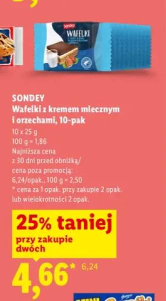 Wafelki z kremem mlecznym i orzechami Sondey 10-pak
