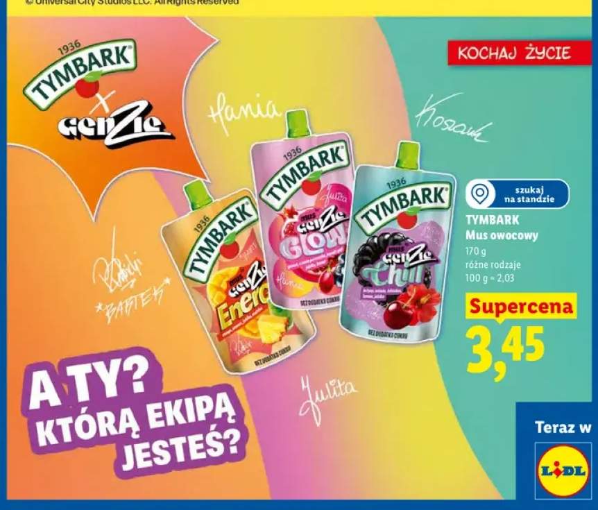 Mus owocowy Tymbark GenZie Energy +2 warianty