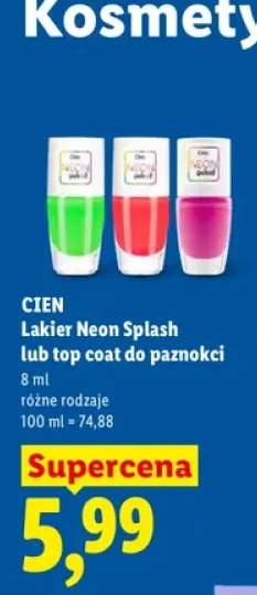 Lakier do paznokci Neon Splash Cien +1 wariant
